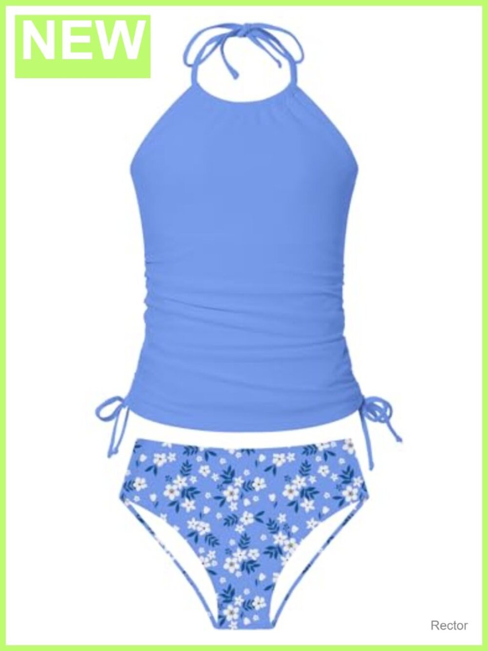 Girls Halter Tankini Swimsuit Drawstring 2 Piece Padded